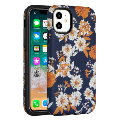 For Apple iPhone 11 (6.1") Bliss Floral Stylish Design Hybrid Rubber TPU Hard PC Shockproof Armor Rugged Slim Fit  Phone Case Cover