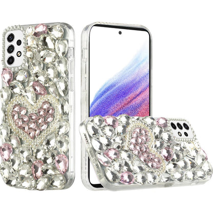 For Samsung Galaxy A53 5G Bling Crystal 3D Full Diamonds Luxury Sparkle Transparent Rhinestone Hybrid Protective  Phone Case Cover