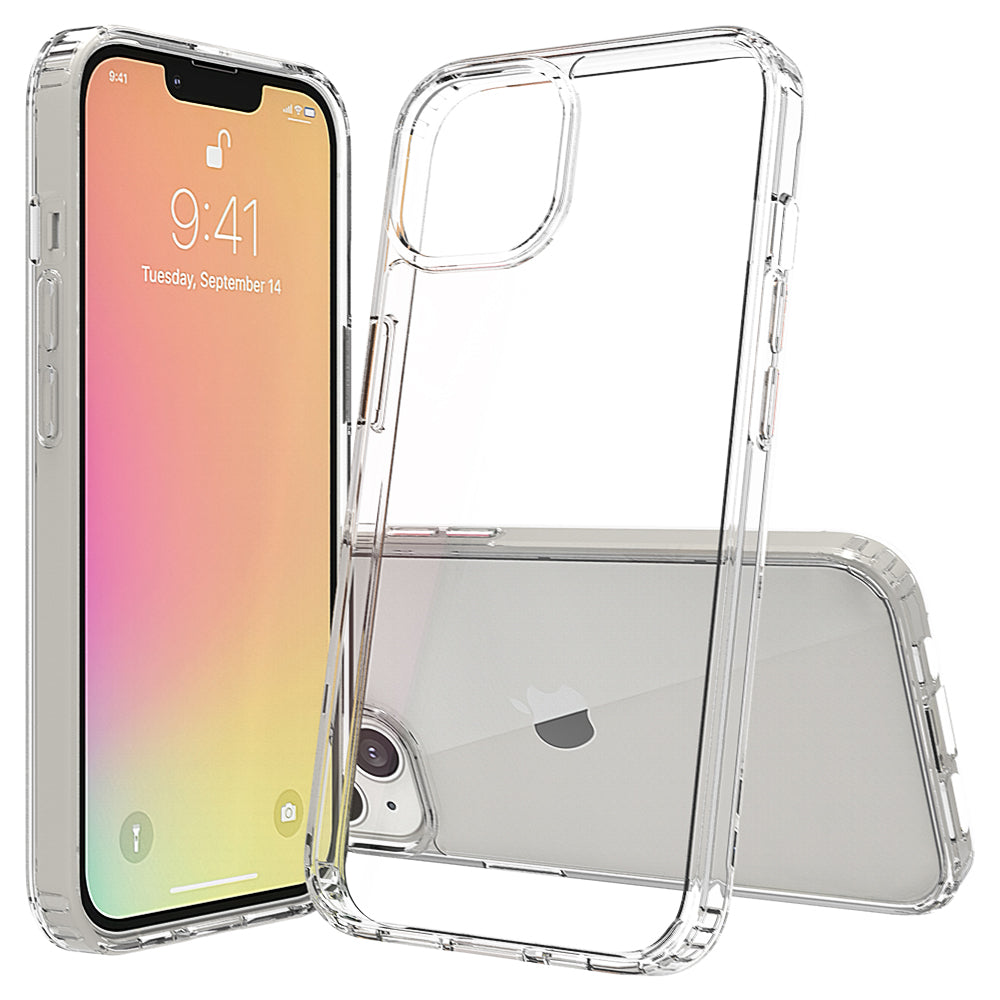 For Apple iPhone 13 / Mini Pro Max Hybrid Transparent Clear Acrylic Back Hard PC & Soft TPU Full Protective Bumper Extra Shock-Absorb  Phone Case Cover