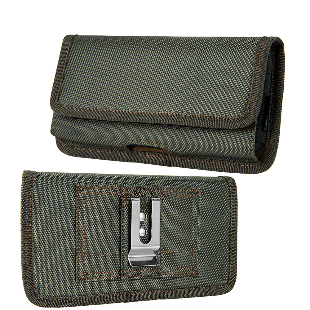 For Samsung Galaxy A71 5G Universal Horizontal Cell Phone Case Nylon Holster Carrying Pouch with Belt Clip and 2 Card Slots fit Large Devices 6.3" [Midnight Green]
