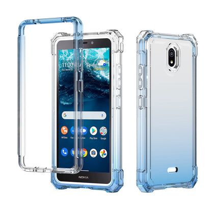 For Nokia C200 Clear Gradient Hybrid Thick Guard Shockproof Dual Layer Hard PC + TPU Bumper Frame Armor  Phone Case Cover