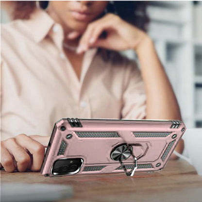 For Samsung Galaxy A22 5G Armor Hybrid Durable 360 Degree Rotatable Ring Stand Holder Kickstand 2in1 Fit Magnetic Car Mount Rose Gold Phone Case Cover