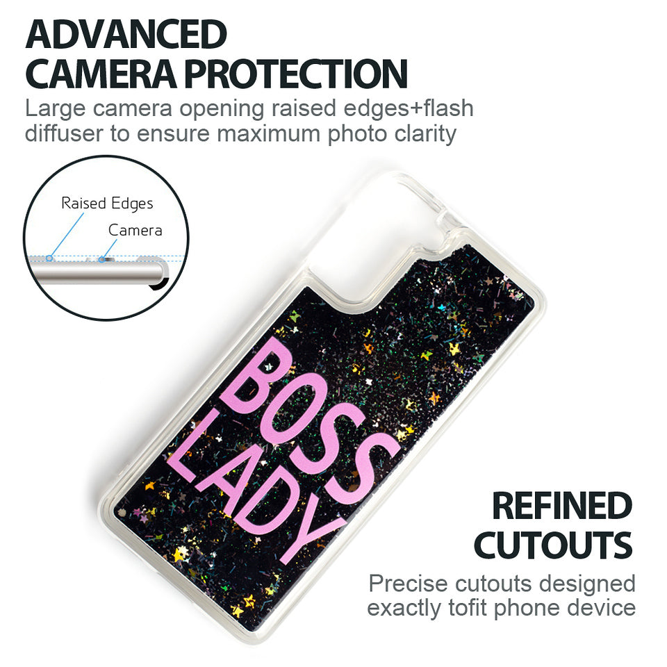 For Samsung Galaxy S22 /Plus Ultra Hybrid Bling Luxury Fashion Design Flowing Liquid Glitter Floating Quicksand Sparkle Glitter Soft TPU + PC  Phone Case Cover