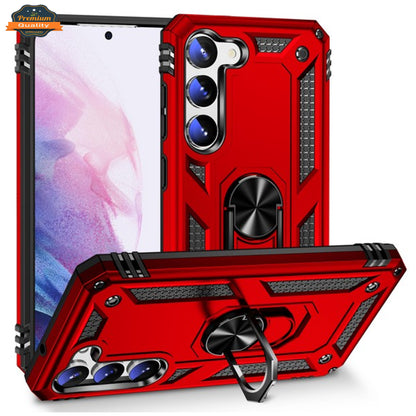 For Samsung Galaxy S23 /Plus /Ultra Shockproof Hybrid Dual Layer PC+TPU with Ring Stand Metal Kickstand Heavy Duty Armor Shell  Phone Case Cover