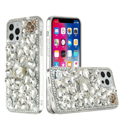 For Apple iPhone SE 3 (2022) SE/8/7 Bling Crystal 3D Full Diamonds Luxury Sparkle Rhinestone Hybrid Protective  Phone Case Cover