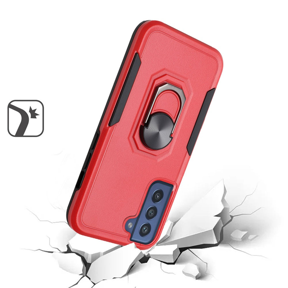 For Samsung Galaxy S20 Hybrid Tough Strong Dual Layer Hard PC TPU with Flat Magnetic Ring Kickstand Heavy-Duty Armor Red Phone Case Cover