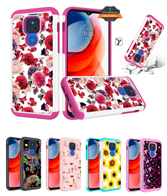 For Apple iPhone 13 Pro (6.1") Beautiful Design Tuff Hybrid Heavy Duty Sturdy Shockproof Full Body Soft TPU Hard Protective  Phone Case Cover