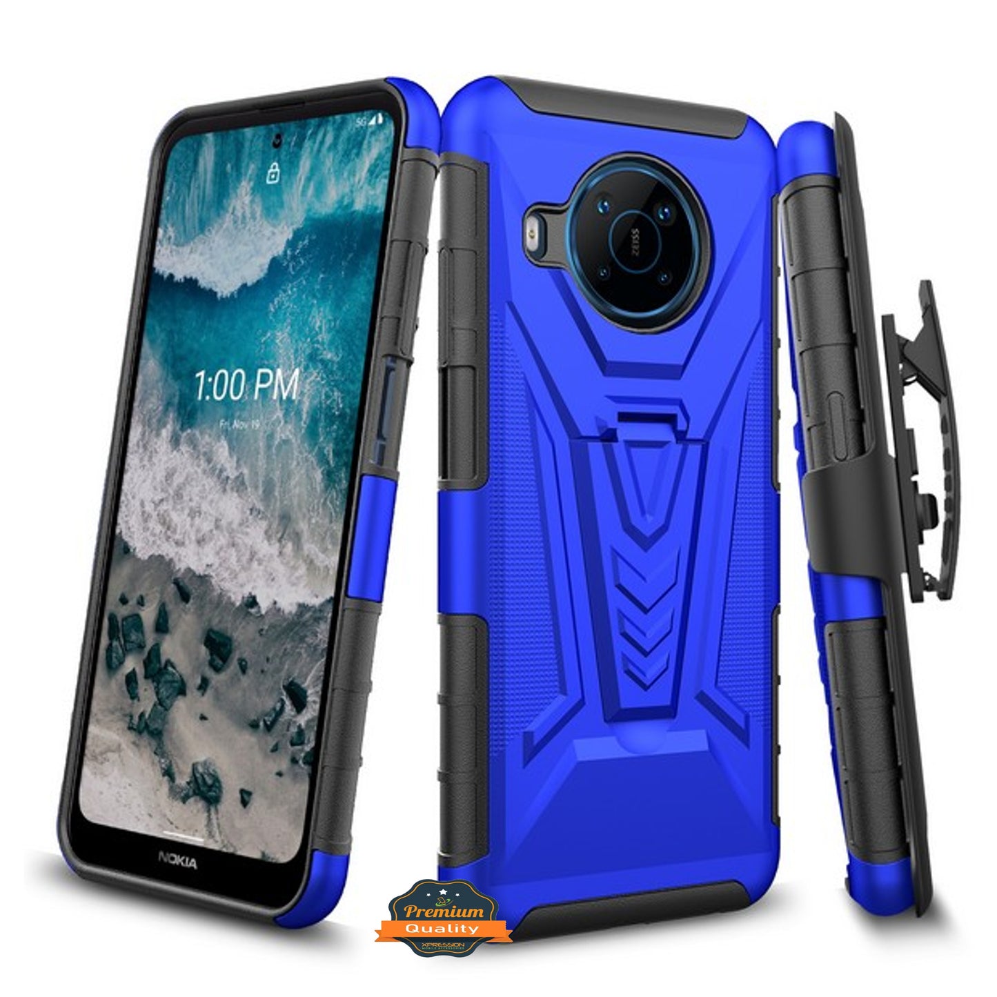 For TCL 30 SE 305 /306 Hybrid Armor V Kickstand with Swivel Belt Clip Holster Heavy Duty 3in1 Stand Shockproof Rugged  Phone Case Cover