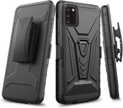 For TCL A3 /A509DL Hybrid Armor Kickstand with Swivel Belt Clip Holster Heavy Duty 3 in 1 Defender Shockproof Rugged Black Phone Case Cover