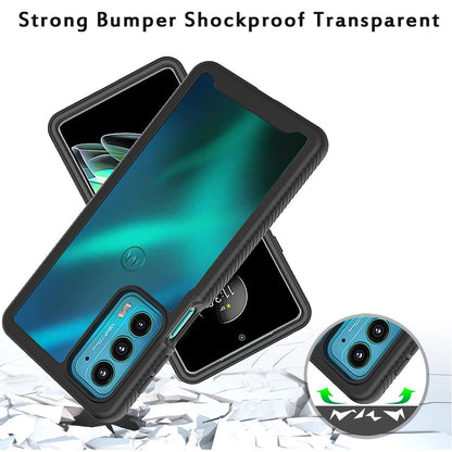 For Motorola Edge 20 Clear Dual Layer Tuff Rugged Bumper Frame Heavy Duty Hybrid Shockproof Rubber TPU Full Body Defender Black Phone Case Cover