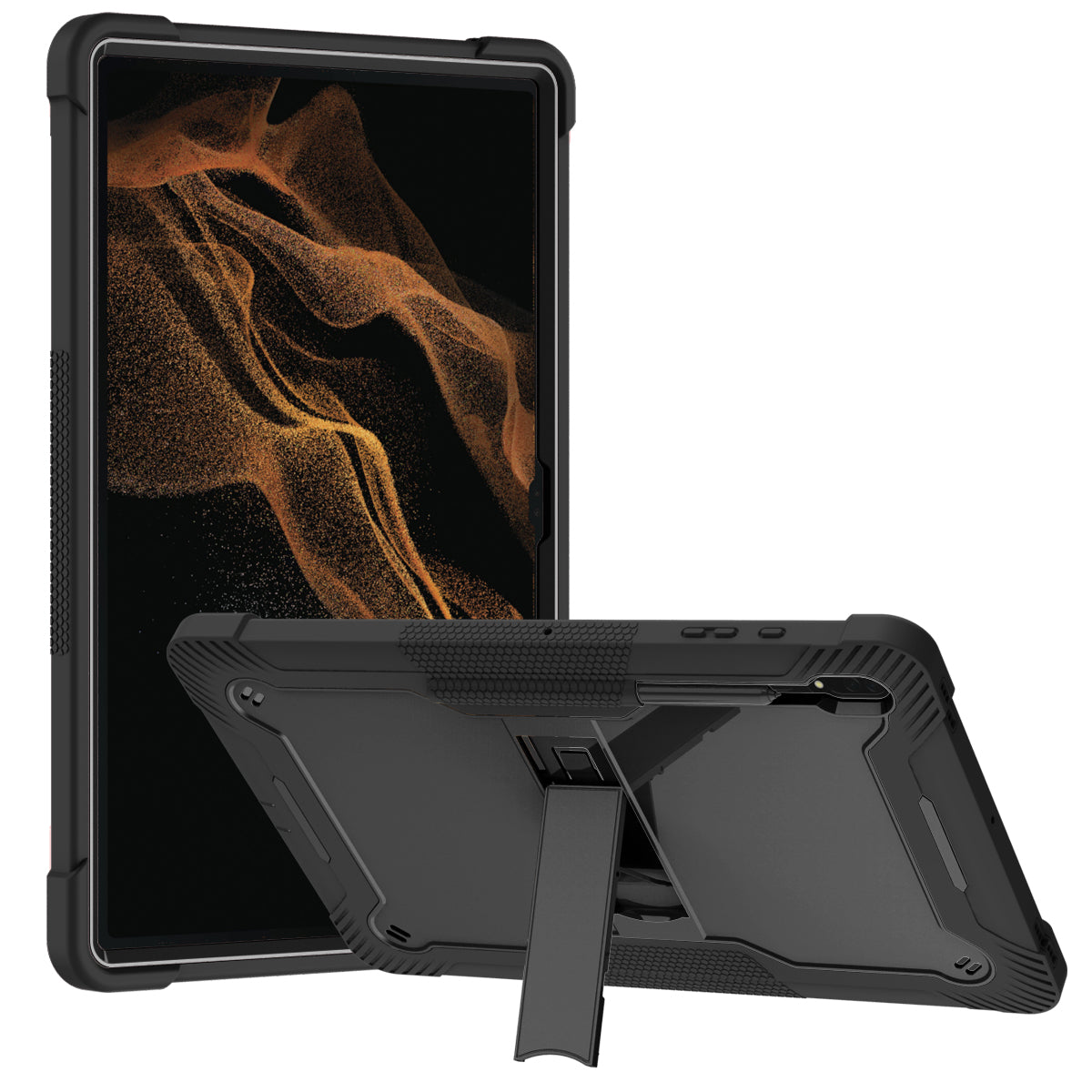 Case for Samsung Galaxy Tab S8 Ultra Tough Tablet Strong with Kickstand Hybrid Heavy Duty High Impact Shockproof Stand Tablet Black Tablet Cover