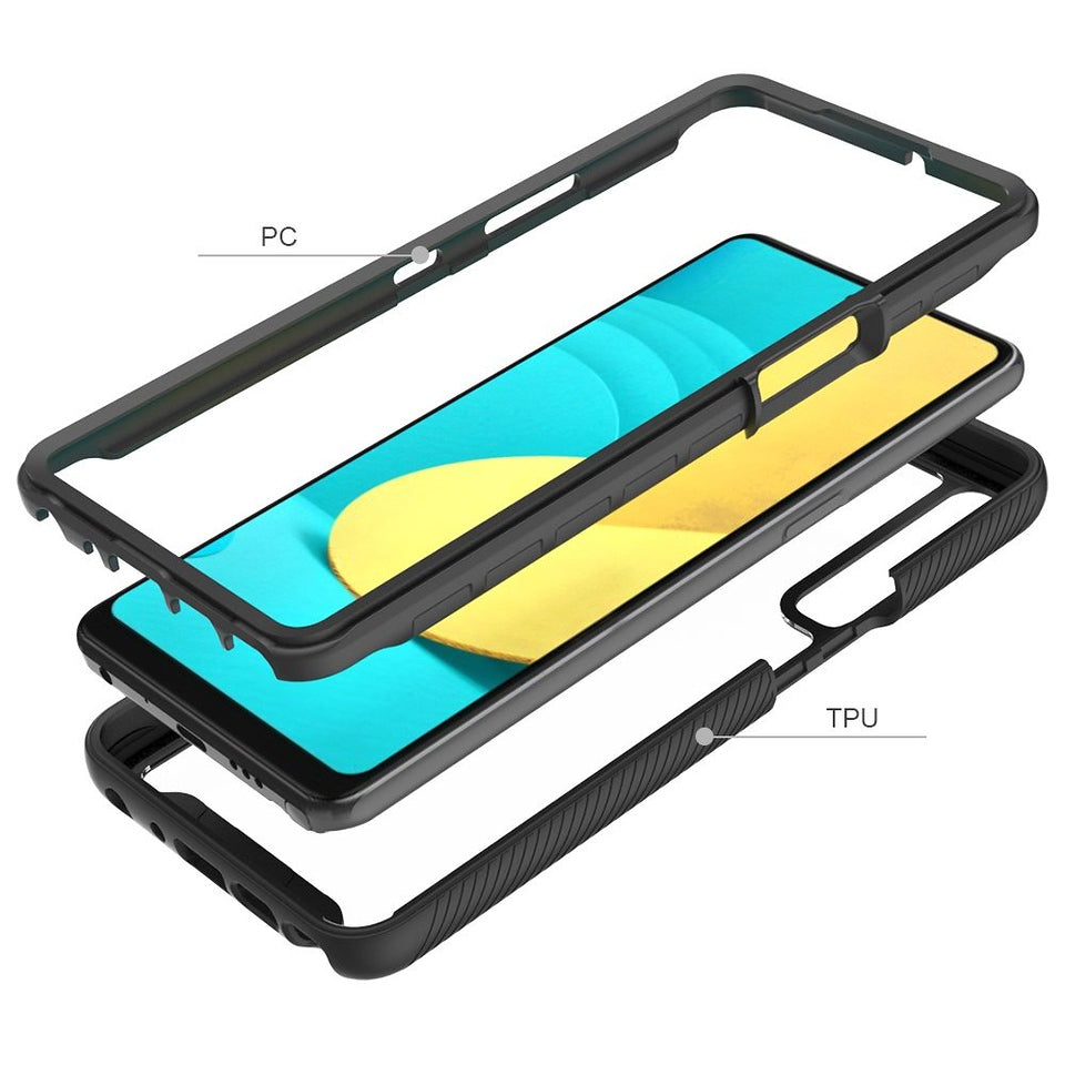 For Motorola Moto One 5G, Moto G 5G Plus, Moto One Lite Clear Dual Layer Rugged Bumper Frame Heavy Duty Hybrid Shockproof Rubber Black Phone Case Cover