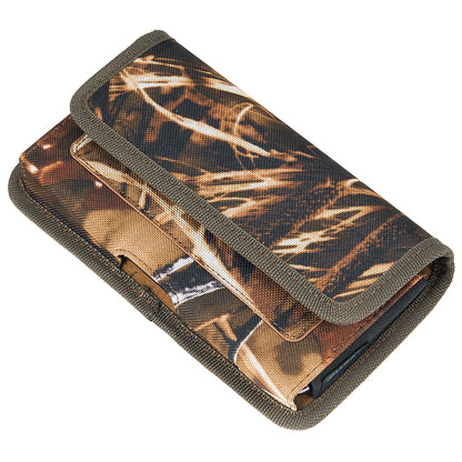 Universal Horizontal Nylon Cell Phone Holster Case with Dual Credit Card Slots, Belt Clip Pouch and Belt Loop for Apple iPhone Samsung Galaxy LG Moto All Mobile phones Size 6.3" Universal Nylon [Camo Print]