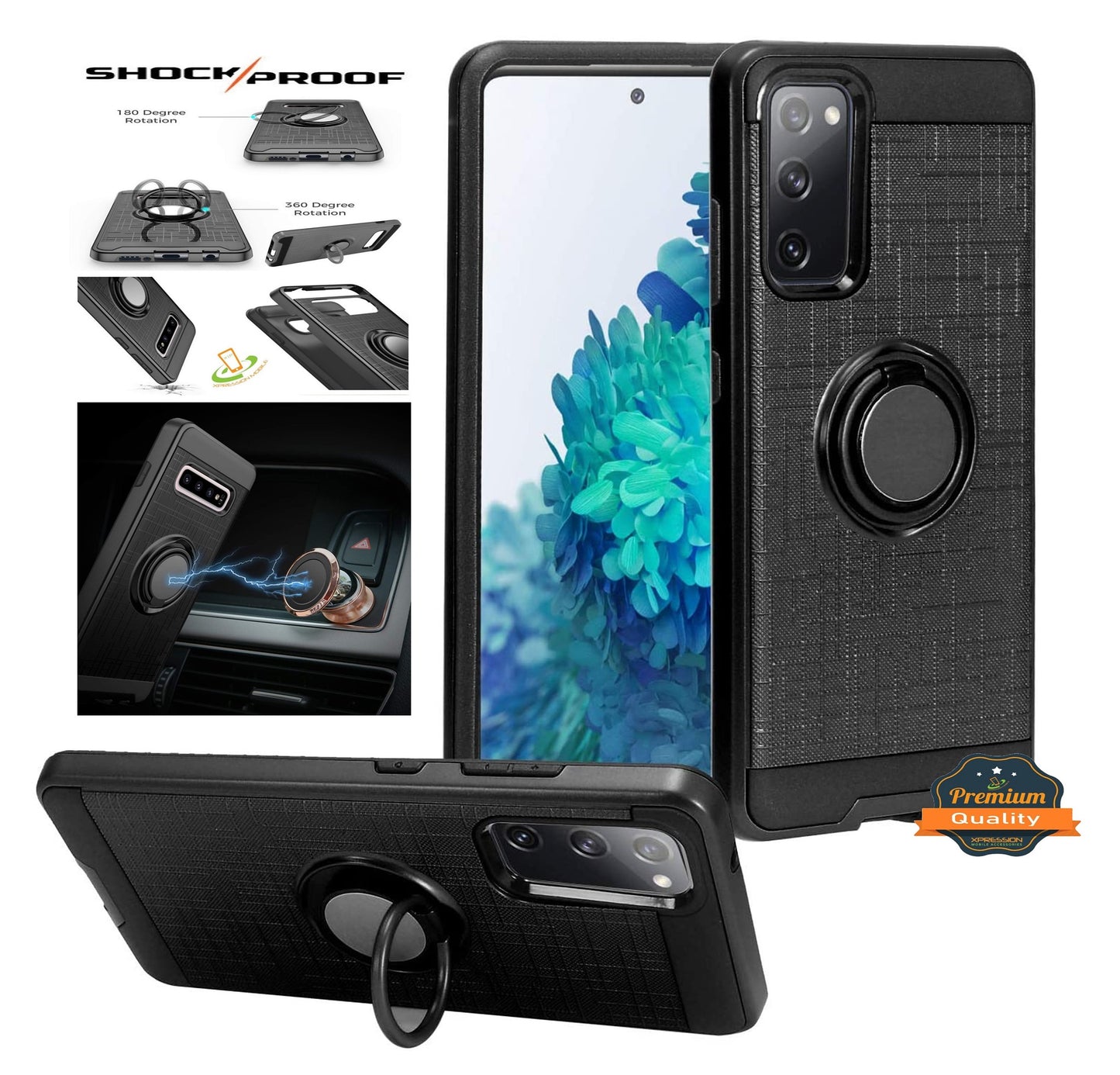 For Samsung Galaxy A53 5G Hybrid 360° Ring Armor Shockproof Dual Layers Holder with Ring Stand for Magnetic Car Mount  Phone Case Cover