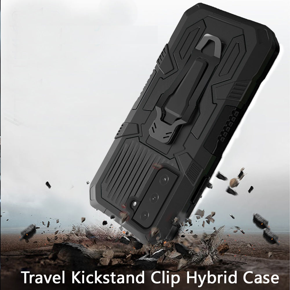 For Samsung Galaxy S22 Rugged Heavy Duty Dual Layers Hybrid Shockproof Protective with Built in Metal Clip Holder & Kickstand  Phone Case Cover