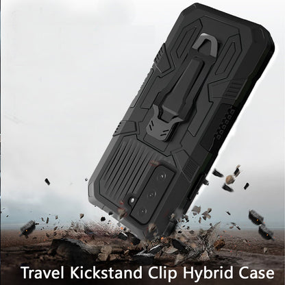 For Samsung Galaxy S22 Rugged Heavy Duty Dual Layers Hybrid Shockproof Protective with Built in Metal Clip Holder & Kickstand  Phone Case Cover