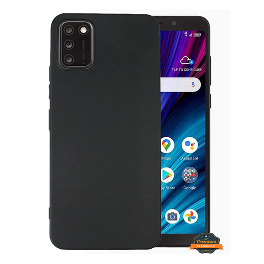 For TCL A3X / A600DL Ultra Slim Flexible TPU Hybrid [Matte Finish Coating] Shock Absorbing Rubber Silicone Gummy Protection Black Phone Case Cover