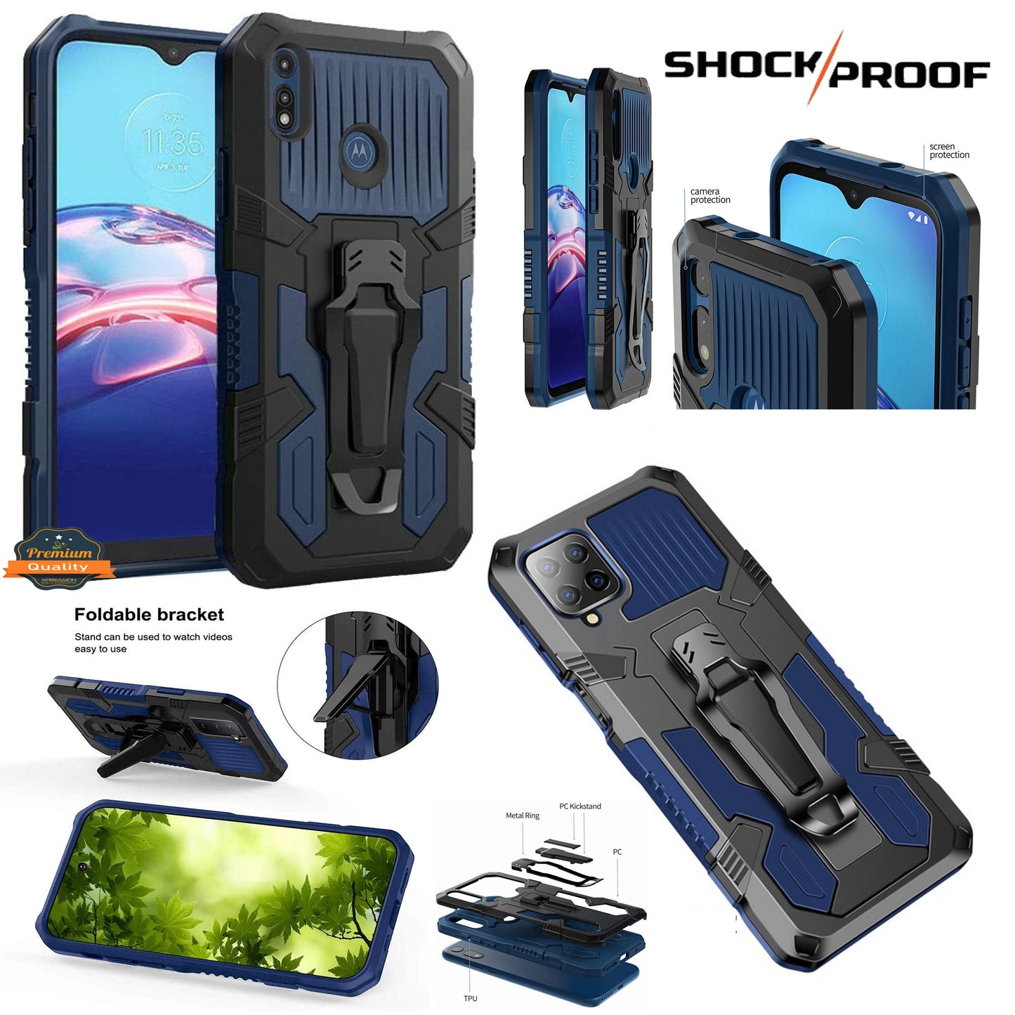 For Apple iPhone 13 Pro Max (6.7") Hybrid Heavy Duty Protection Shockproof Defender with Belt Clip and Kickstand Dual Layer  Phone Case Cover