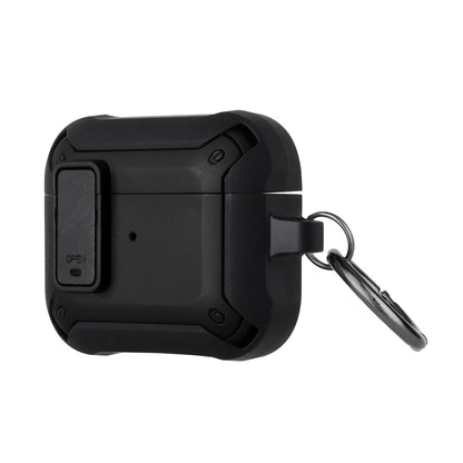 For Apple AirPods 3 (2021) Premium Ultra ShockProof Hybrid With Metal Hook Carabiner & Switch Closure Full-Body Rugged Protective  Phone Case Cover