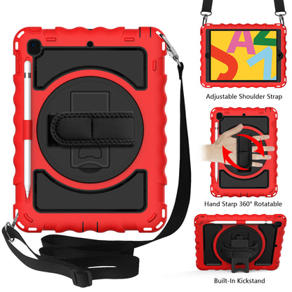 Case for Apple iPad Air 4 / iPad Air 5 / iPad Pro (11 inch) Hybrid 3in1 Armor Rugged with Built-in Kickstand 360° Rotatable Stand & Shoulder Hand Strap Corner Shockproof Red Tablet Cover