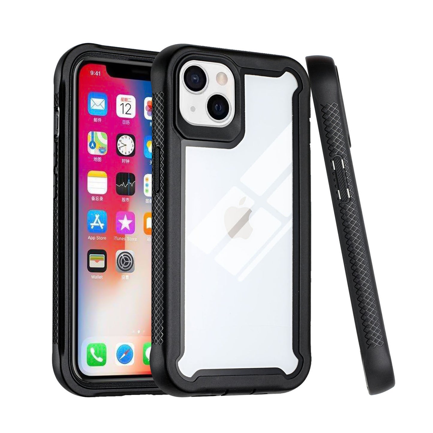 For Apple iPhone 13 Pro (6.1") Hybrid 3 in 1 Transparent Shockproof Full Body Frame Bumper Rugged Hard PC TPU Rubber Protective Heavy Duty  Phone Case Cover