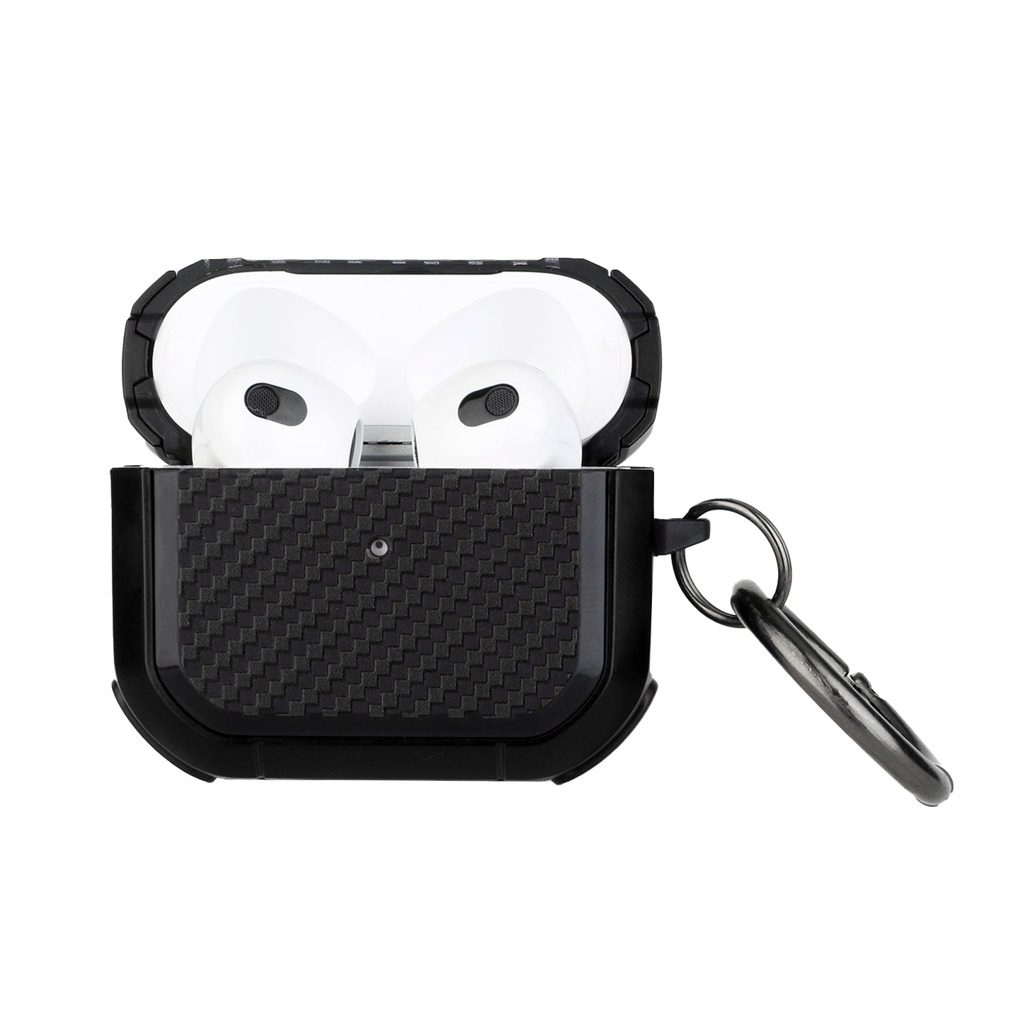 For Apple AirPods Pro 2 (2nd Gen 2022) Rugged Protective Carbon Fiber with Keychain [Front LED Visible] Hybrid Shockproof  Phone Case Cover