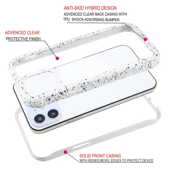 For Apple iPhone 12 Mini (5.4) Clear Rugged Hybrid Full Body Protective Shockproof Hard Back Dual Layer Bumper Clear White Phone Case Cover