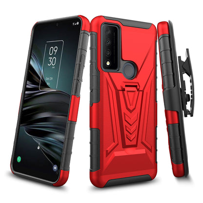 For TCL 30 XE 5G Combo 3in1 Rugged Swivel Belt Clip Holster Heavy Duty Tuff Hybrid Armor Rubber TPU with Kickstand Stand  Phone Case Cover