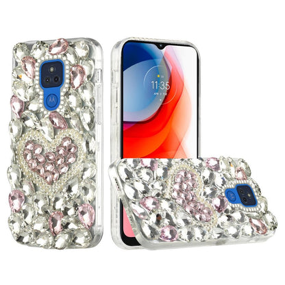 For Samsung Galaxy S21 Luxury Bling Clear Crystal 3D Full Diamonds Luxury Sparkle Rhinestone Hybrid Protective Pink Pearl Heart Phone Case Cover