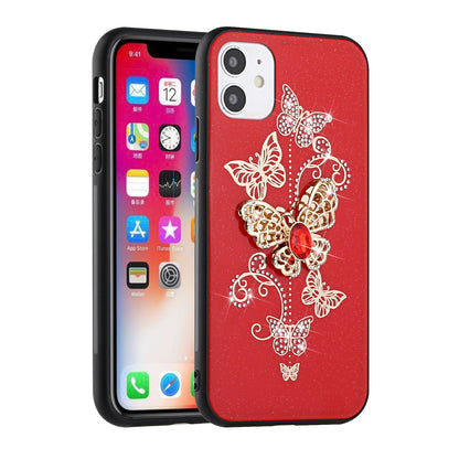 For Apple iPhone 13 Pro (6.1") 3D Diamond Bling Sparkly Glitter Ornaments Engraving Hybrid Armor Rugged Metal Fashion  Phone Case Cover