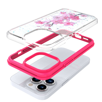 For Apple iPhone SE 3 (2022) SE 2nd/8/7 Sakura Spring Flowers Design Colorful Frame Hybrid Rubber TPU Hard PC Rugged Slim  Phone Case Cover