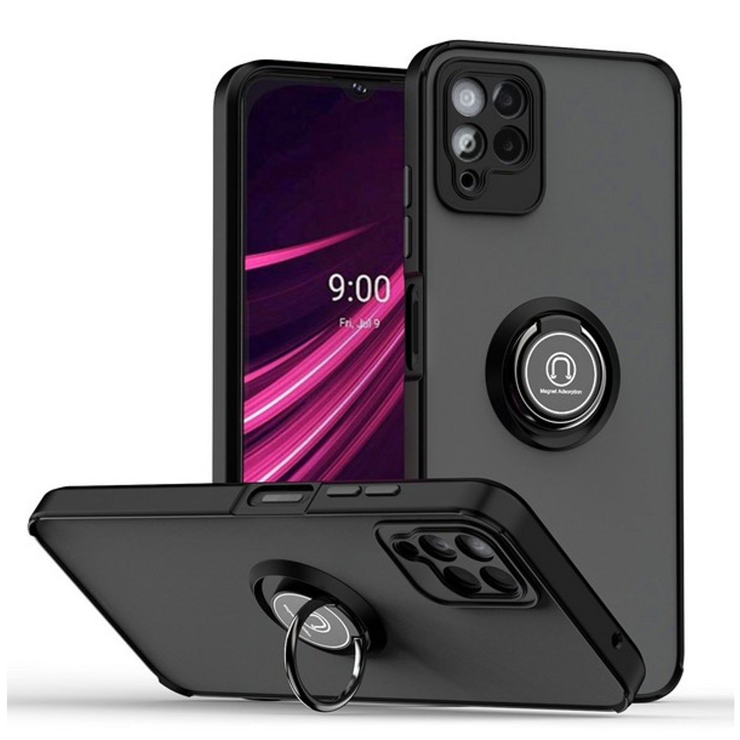 For T-Mobile Revvl 6 Pro 5G /Revvl 6 5G Matte Clear Hybrid Cases with Magnetic Stand [Rotate Ring Holder] Hard Shockproof  Phone Case Cover