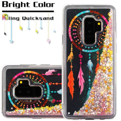 For Samsung Galaxy S9 Plus Quicksand Liquid Glitter Bling Hybrid Image Flowing Sparkle Protector Skin Dreamcatcher Phone Case Cover