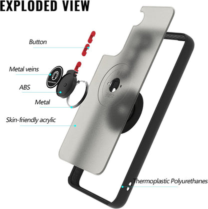 For T-Mobile Revvl 6 Pro 5G /Revvl 6 5G Matte Clear Hybrid Cases with Magnetic Stand [Rotate Ring Holder] Hard Shockproof  Phone Case Cover