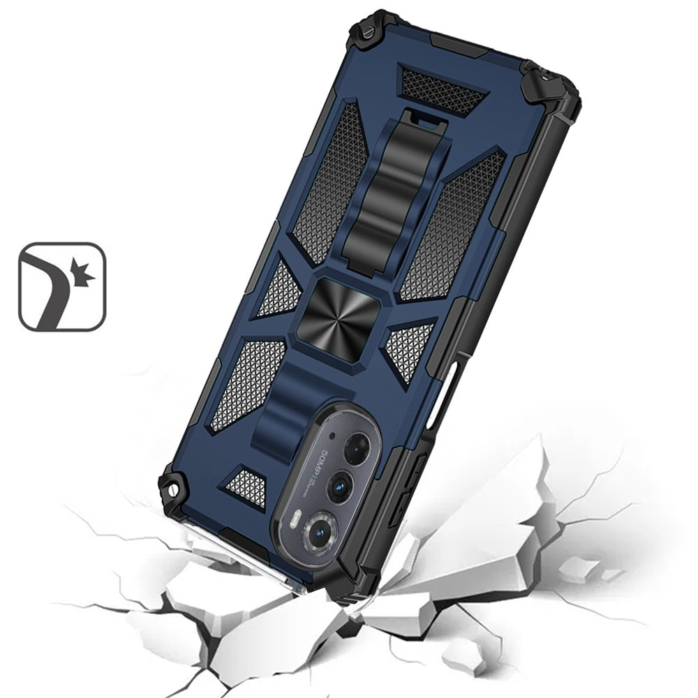 For Motorola Moto Edge 2022 Heavy Duty Stand Hybrid Shockproof [Military Grade] Rugged Protective Built-in Kickstand  Phone Case Cover