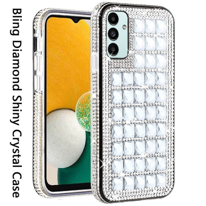 For Samsung Galaxy A13 5G Fashion Luxury 3D Bling Diamonds Rhinestone Jeweled Shiny Crystal Hybrid TPU Bumper Hard  Phone Case Cover