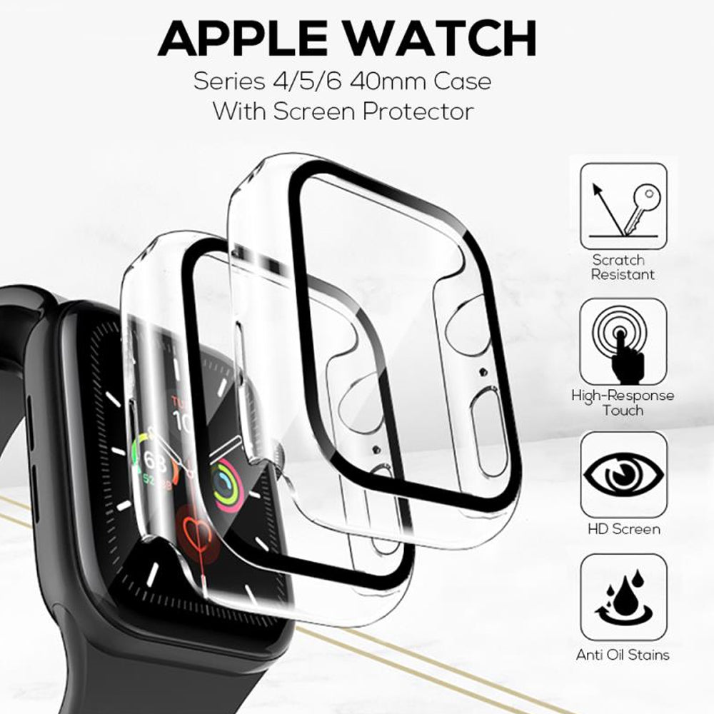 For Apple Watch Ultra 49mm Clear Transparent PC with Built in Screen Protector Snap-on Full Cover Shell Rubber TPU + Hard PC Frame Clear