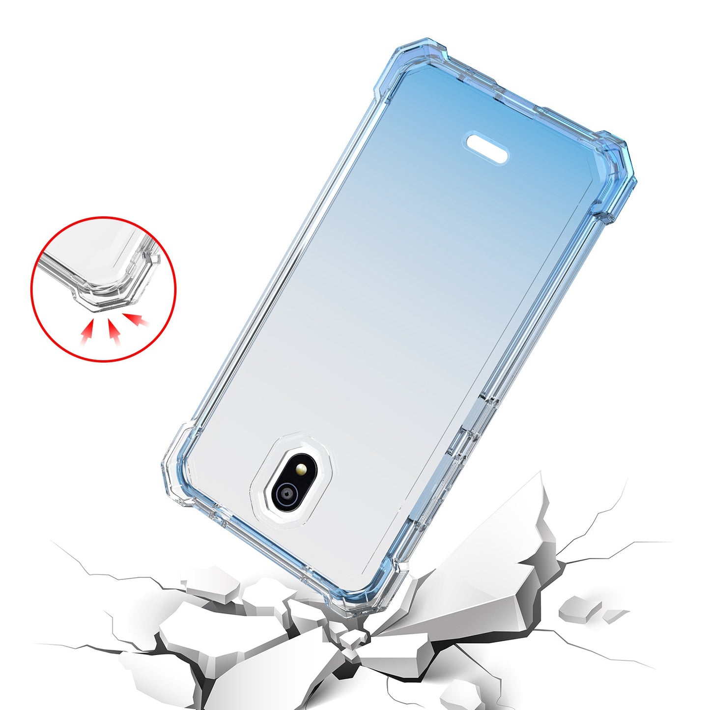 For Nokia C200 Clear Gradient Hybrid Thick Guard Shockproof Dual Layer Hard PC + TPU Bumper Frame Armor  Phone Case Cover