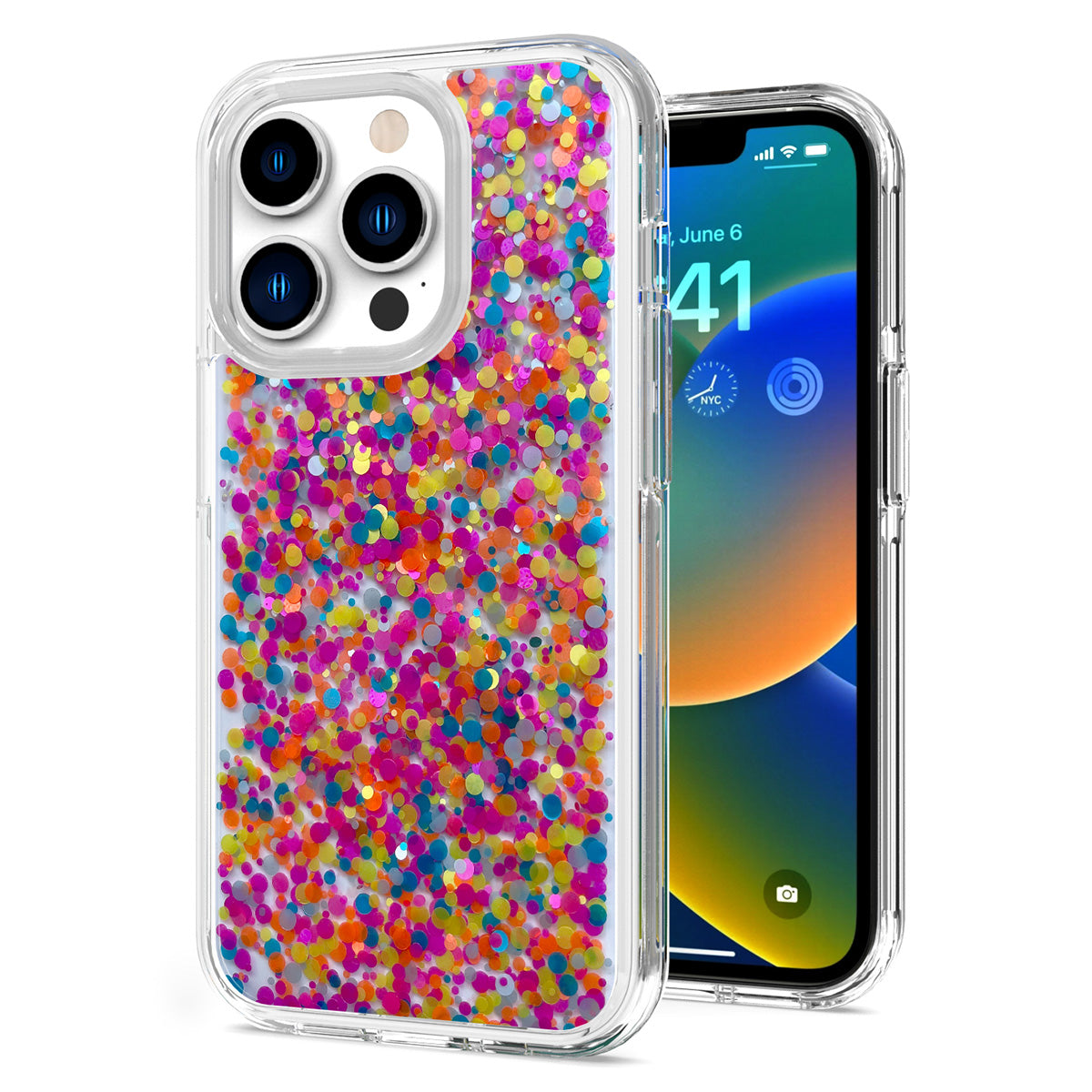 For Apple iPhone 11 (6.1") Colorful Glitter Bling Sparkle Epoxy Glittering Shining Hybrid Hard PC Silicone Shockproof  Phone Case Cover