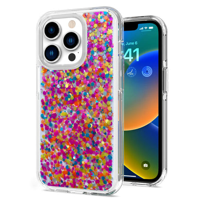 For Apple iPhone 13 Pro Max (6.7") Colorful Glitter Bling Sparkle Epoxy Glittering Shining Hybrid Hard TPU Shockproof  Phone Case Cover