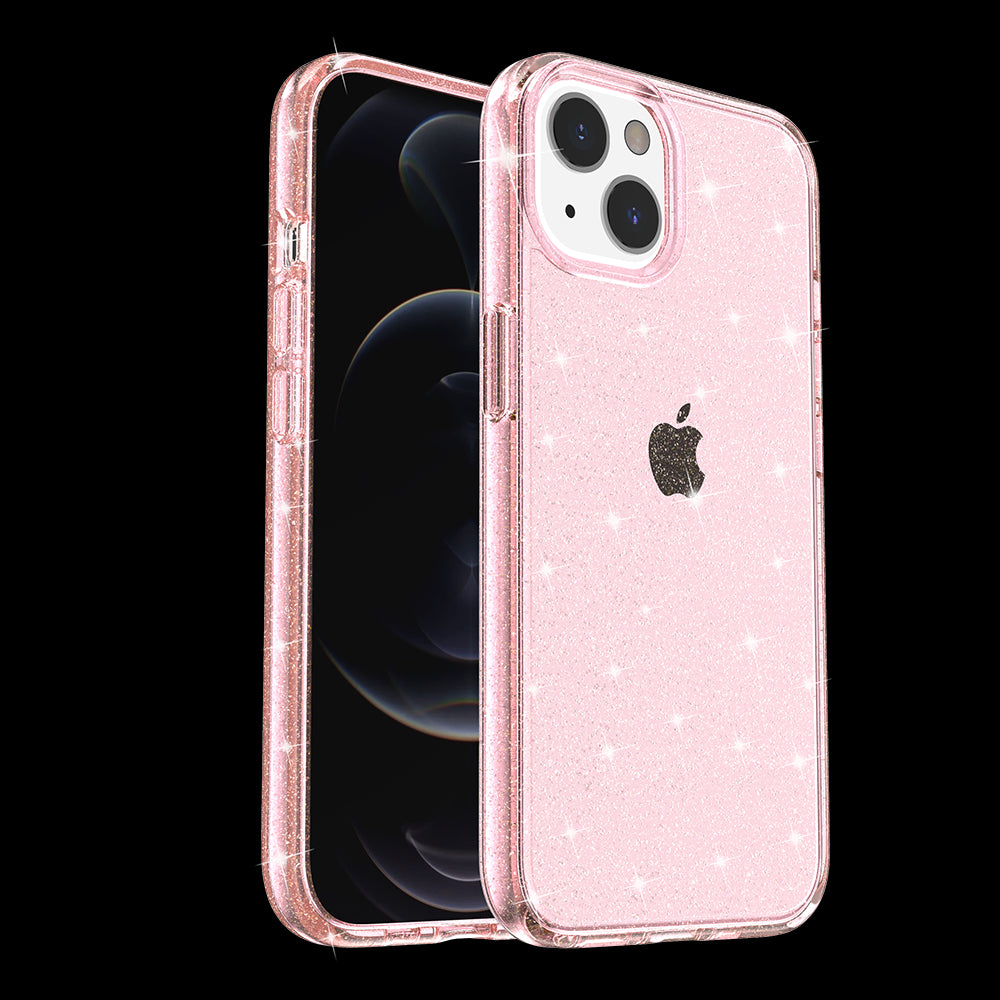 For Apple iPhone 11 (6.1") Transparent Glitter Shiny Sparkle Bling TPU Rubber Hard Back Hybrid Armor Frame Shockproof  Phone Case Cover