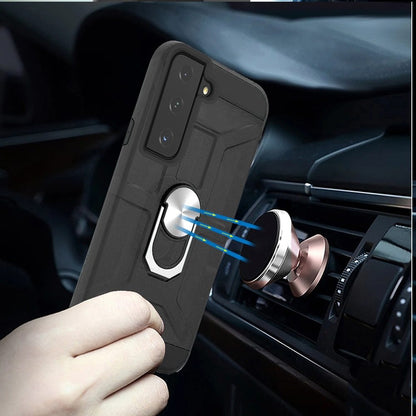 For Samsung Galaxy A42 5G Hybrid Stand Kickstand Ring Holder [360° Rotating] Armor Dual Layer Fit Magnetic Car Mount PC+TPU Black Phone Case Cover