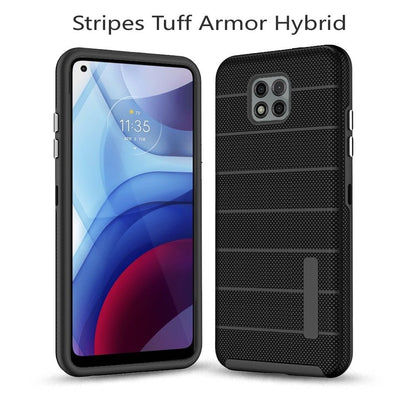 For Samsung Galaxy A02s Hybrid Tuff Armor Stripes Rugged Texture Rubber Dual Layers TPU+PC Scratch-Resistant Drop Protection  Phone Case Cover