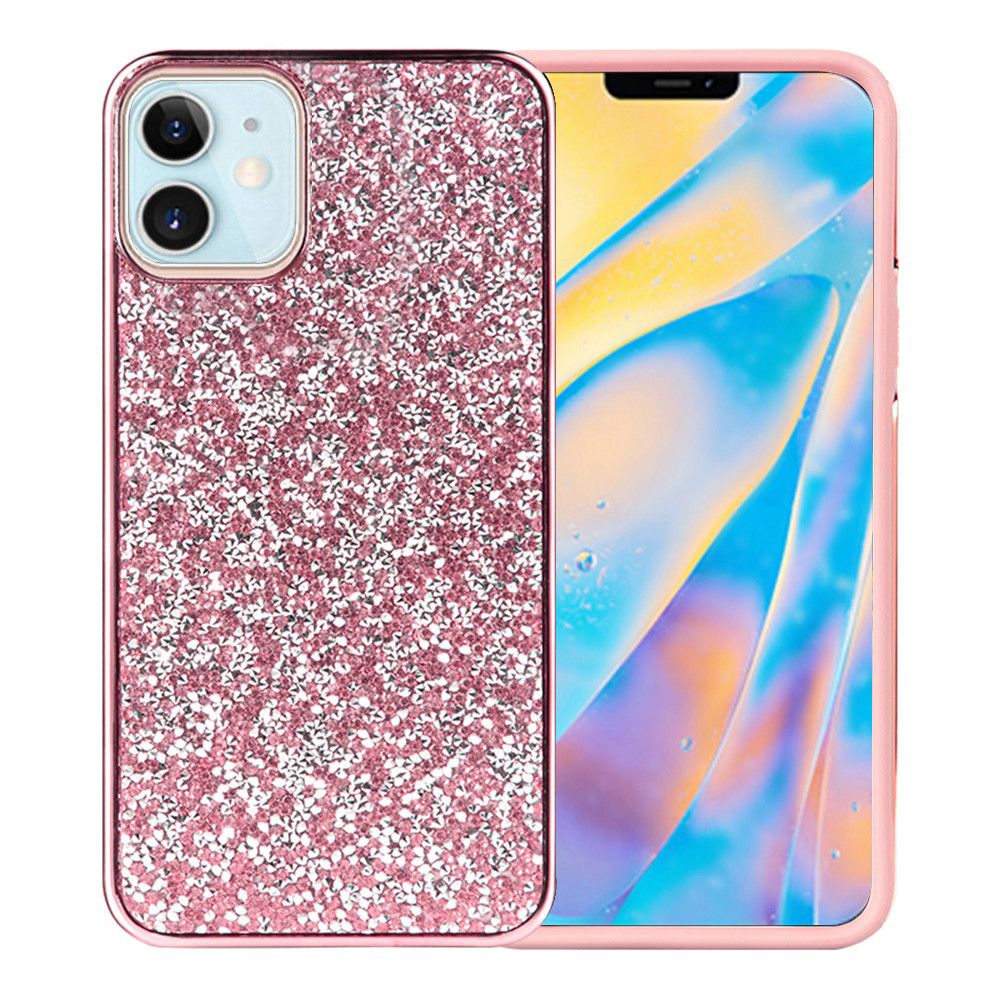 For Apple iPhone 13 Pro (6.1") Bling Rhinestone Diamond Shiny Glitter Hybrid Bumper Dual Layer Rugged Shell Hard PC TPU Rubber  Phone Case Cover