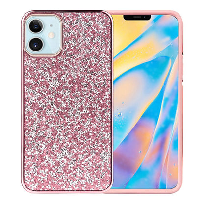 For Apple iPhone 13 (6.1") Bling Rhinestone Diamond Shiny Glitter Hybrid Bumper Dual Layer Rugged Shell Hard PC TPU Rubber  Phone Case Cover