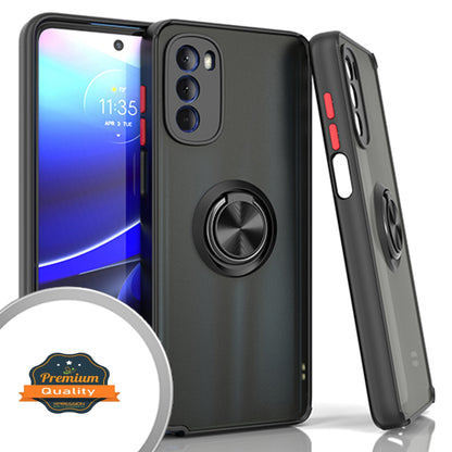 For Motorola Moto G Stylus 5G 2022 Ring Stand Holder Kickstand Hybrid Frosted Matte TPU Hard PC Frame Shock-Absorption  Phone Case Cover