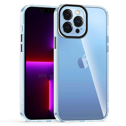 For Apple iPhone 11 (6.1") Transparent Clear Hybrid with Matching Metal Buttons and Camera Protection Hard PC + TPU  Phone Case Cover