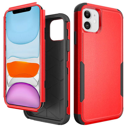 For Apple iPhone 11 (6.1") Hybrid Rugged Hard Shockproof Drop-Proof with 3 Layer Protection, Military Grade Heavy-Duty Red Phone Case Cover