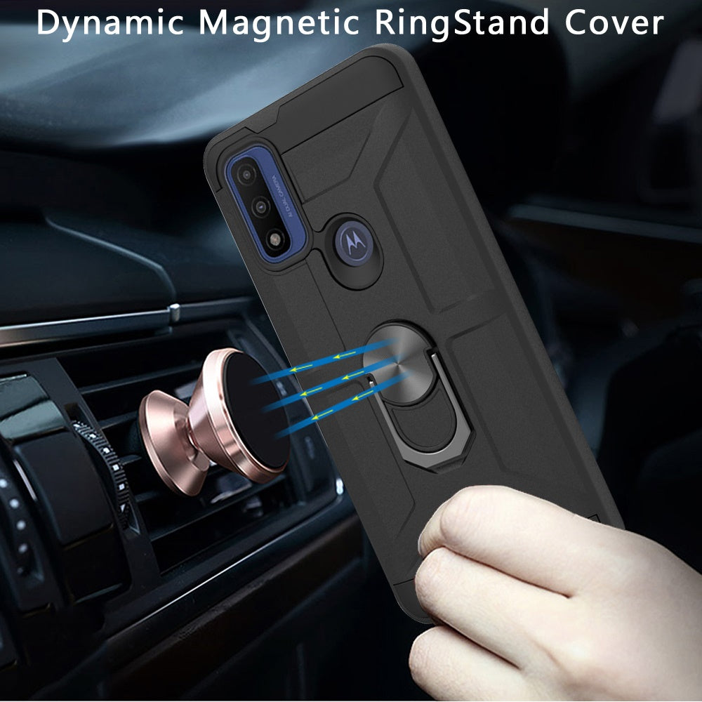 For Motorola Moto G Pure Cases with Stand Kickstand Ring Holder [360° Rotating] Armor Dual Layer Work with Magnetic Car Mount PC+TPU Hard  Phone Case Cover