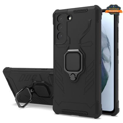 For Apple iPhone 13 /Pro Max Mini Shock-Proof Case with Magnetic Car Mount Kickstand Ring Holder Texture Rugged Hybrid Dual Layer  Phone Case Cover